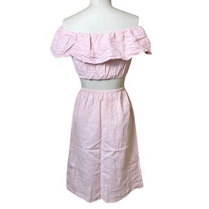GB Linen Cotton Skirt & Top Set Pink S